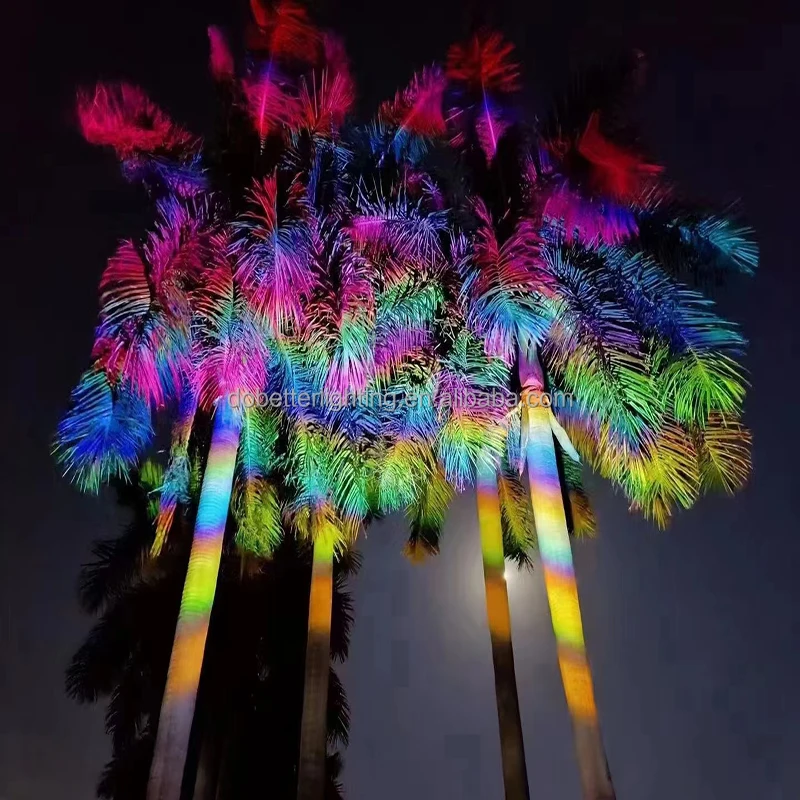Outdoor decoration tree rainbow RGB floodlight, artificial decoration tiara coconut lighted palm tree light/50W R/G/B color