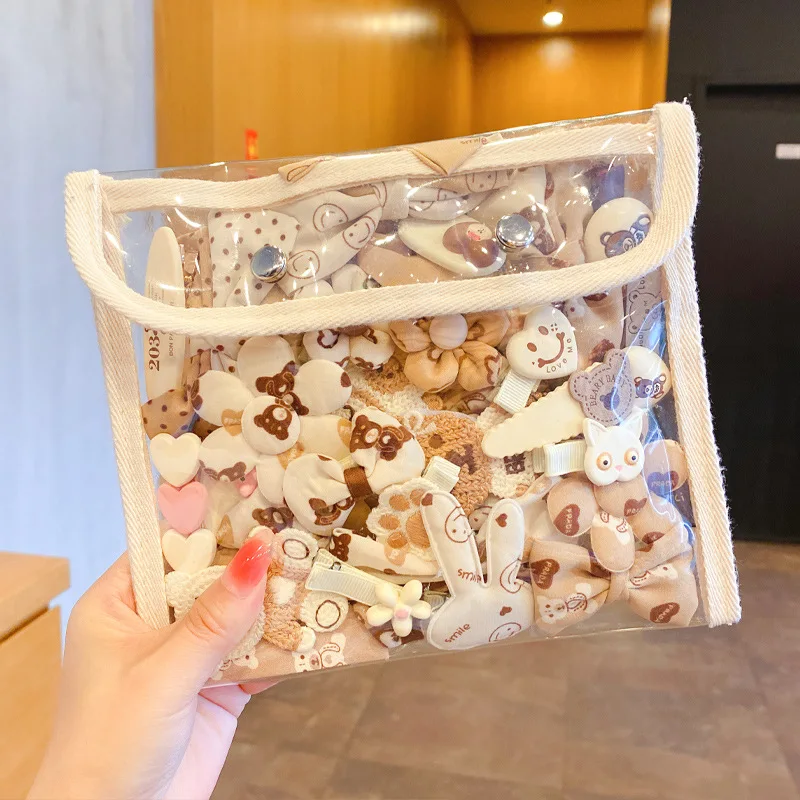 1PSET Cartoon Brown Bear Girls Hair Accessories Set Children Kid Sweet Barrettes Fashion Headbands Hair Clips For Baby Headdress