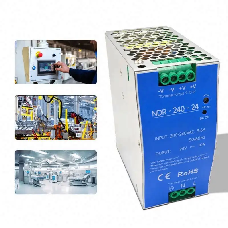 12V 24V 48V 75W 120W 240W 480W Din Rail Switching Power Supply For Industrial Control System