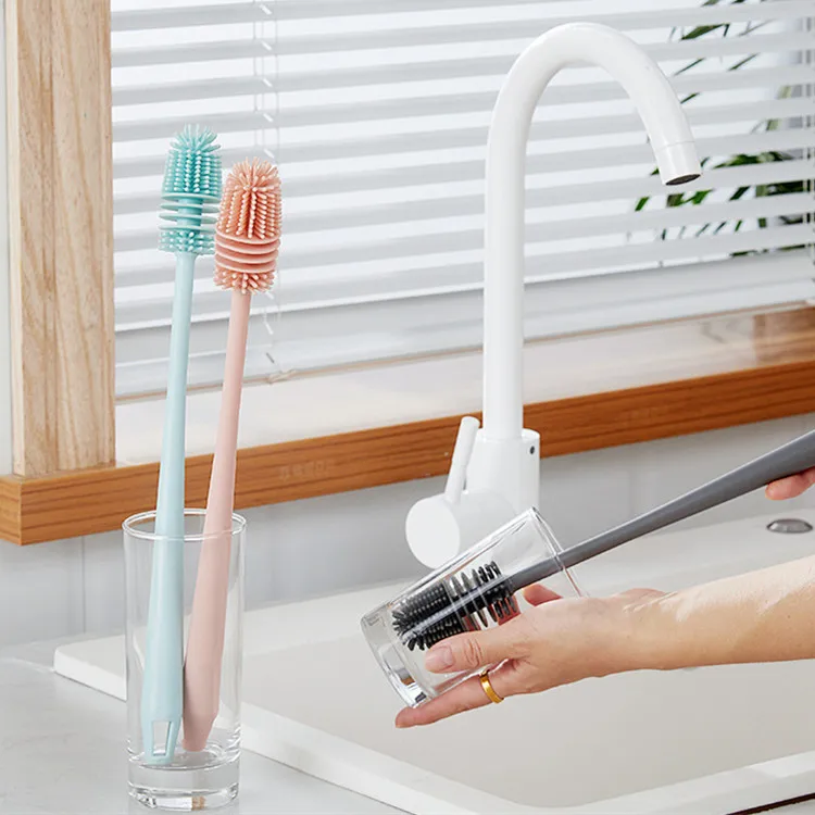 Wholesale Soft Head TPR Cleaning Brush Household Washing Brush Glass Cup Bottle Brush For Kitchen Bathroom