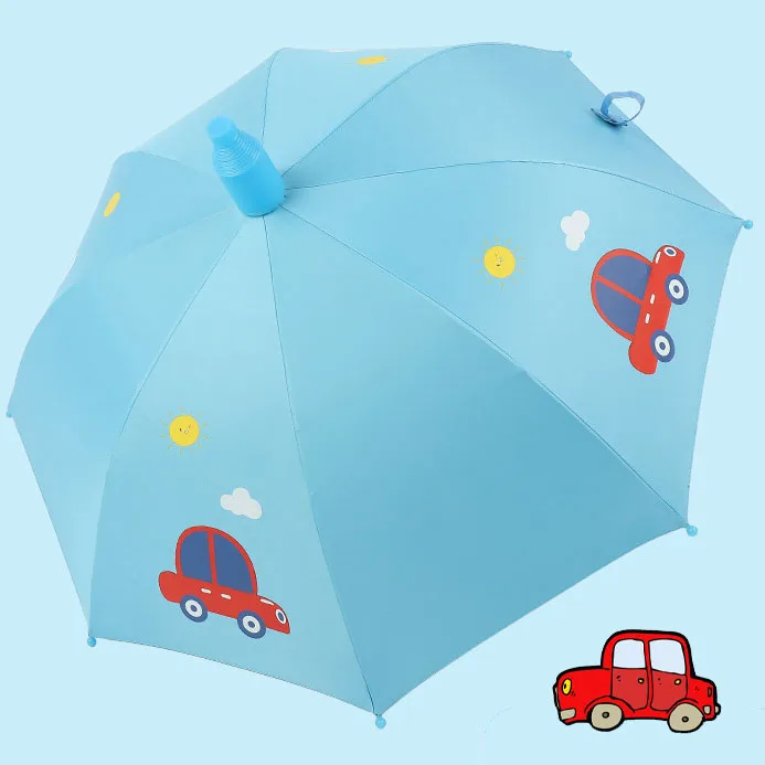 Wholesale 190T 8K UV Straight Umbrella Semi Automatic Custom Logo Printing Kids Safety Vinyl Umbrella For Children