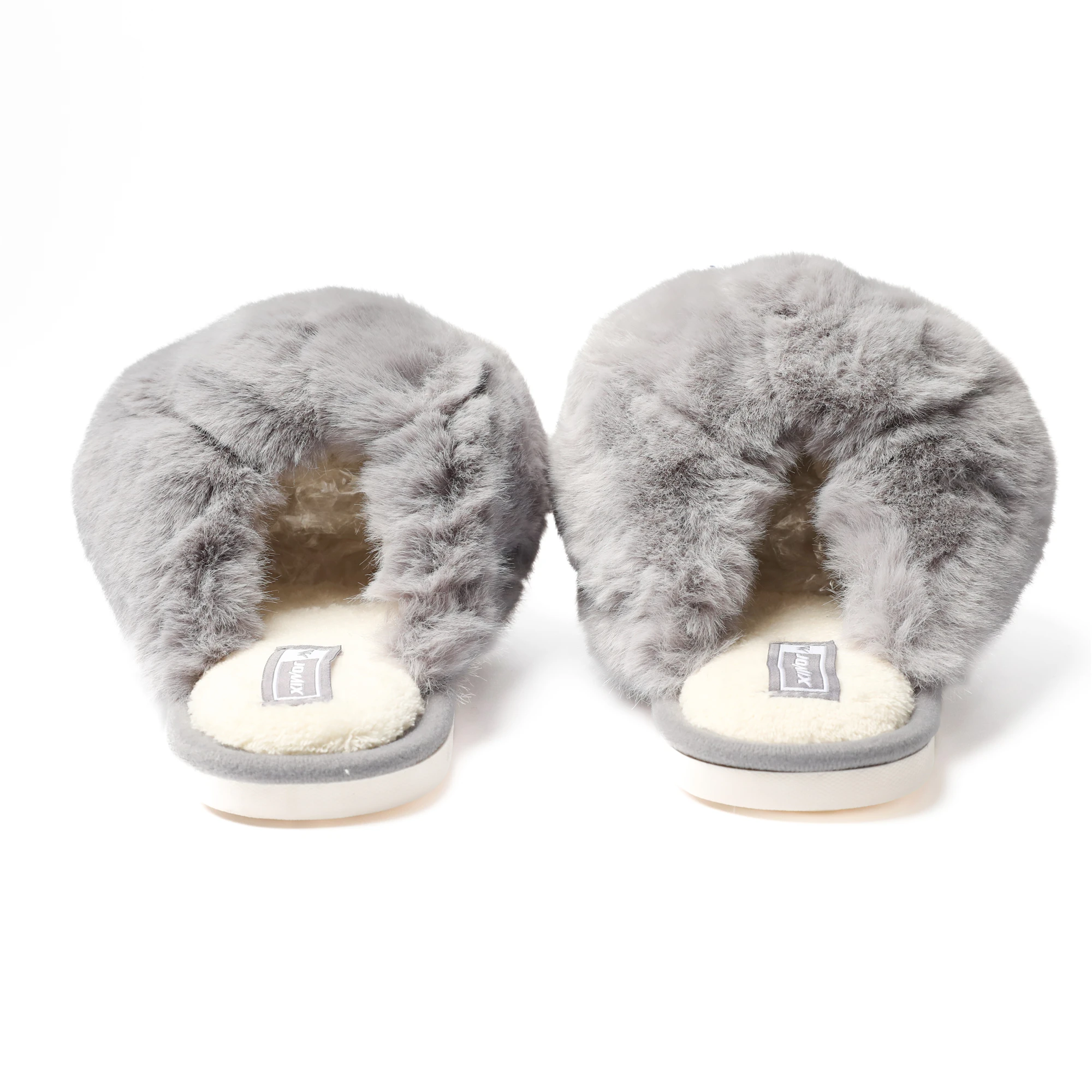 2024 Autumn Indoor Khaki Winter Warm Cotton Fabric House Slippers For Women