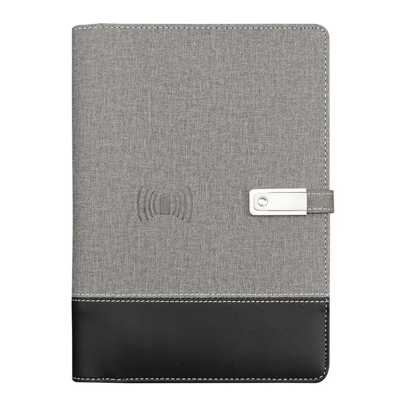 Multi Functional Wireless Charging Note Book 8000mAh Power Bank Binder Spiral Diary Book+USB Flash power connect