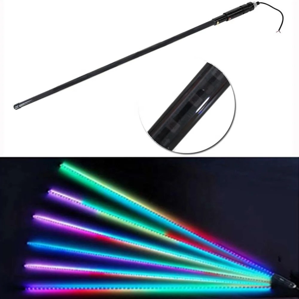 3FT 4FT 5FT Lighted LED Whip With Smoked Black Tube LED Antenna Light Dancing Color Remote Controlled For ATV Off Road UTV Parts