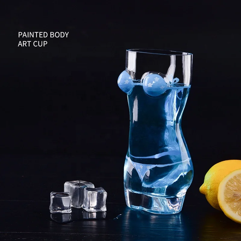 Hand painted color sexy female woman body shape Sublimation mini glass tumbler tequila shot glass cup for bar