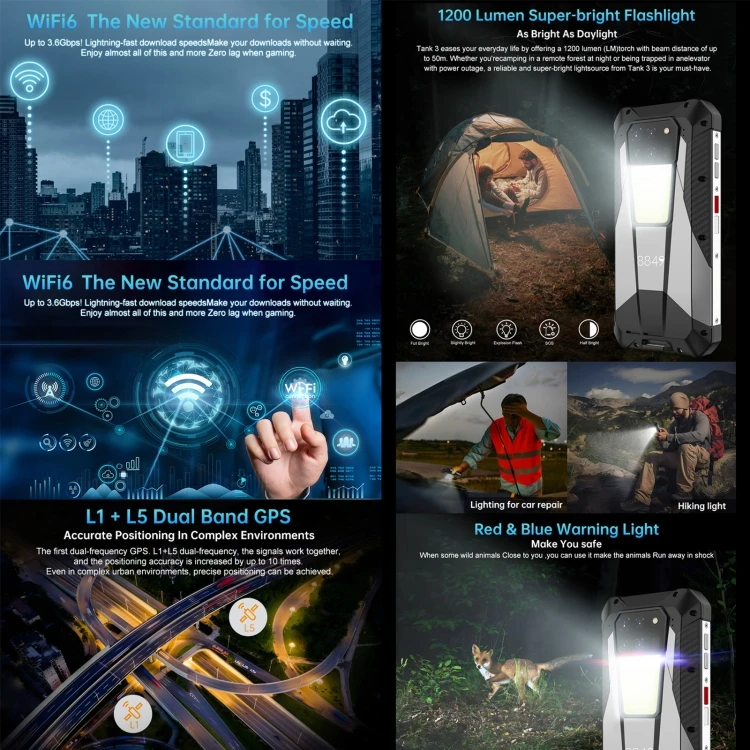 Unihertz Tank 3 8849 Rugged Phone 16GB+512GB 200MP Camera Night Vision 23800mAh Battery 6.79 inch Android 13 Mobile Phone 5G