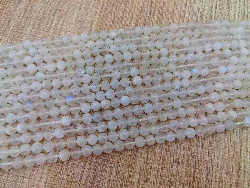 Wholesale Natural Smooth Gemstone Good Quality Blue Moonstone  Round Loose Stone Beads For Jewelry Making