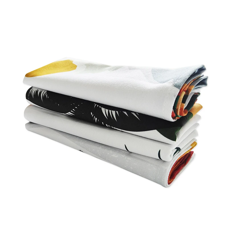 Hot Selling Cotton Twill Tea Towel Set Woven Digital Print Waffle Kitchen Towel Quick-Dry Home Customized Hanging Prints Gift