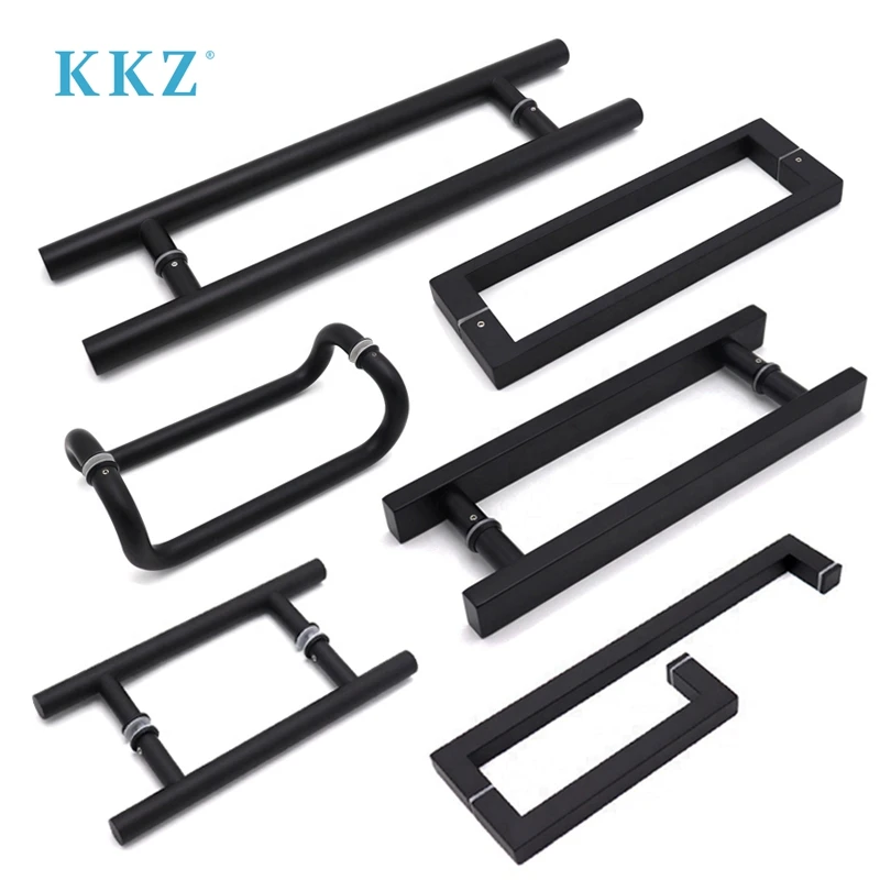 KKZ Wholesale Modern Outdoor Entrance Matte Black Stainless Steel Wooden Door & Window Pull Handles Shower Glass Door Handle