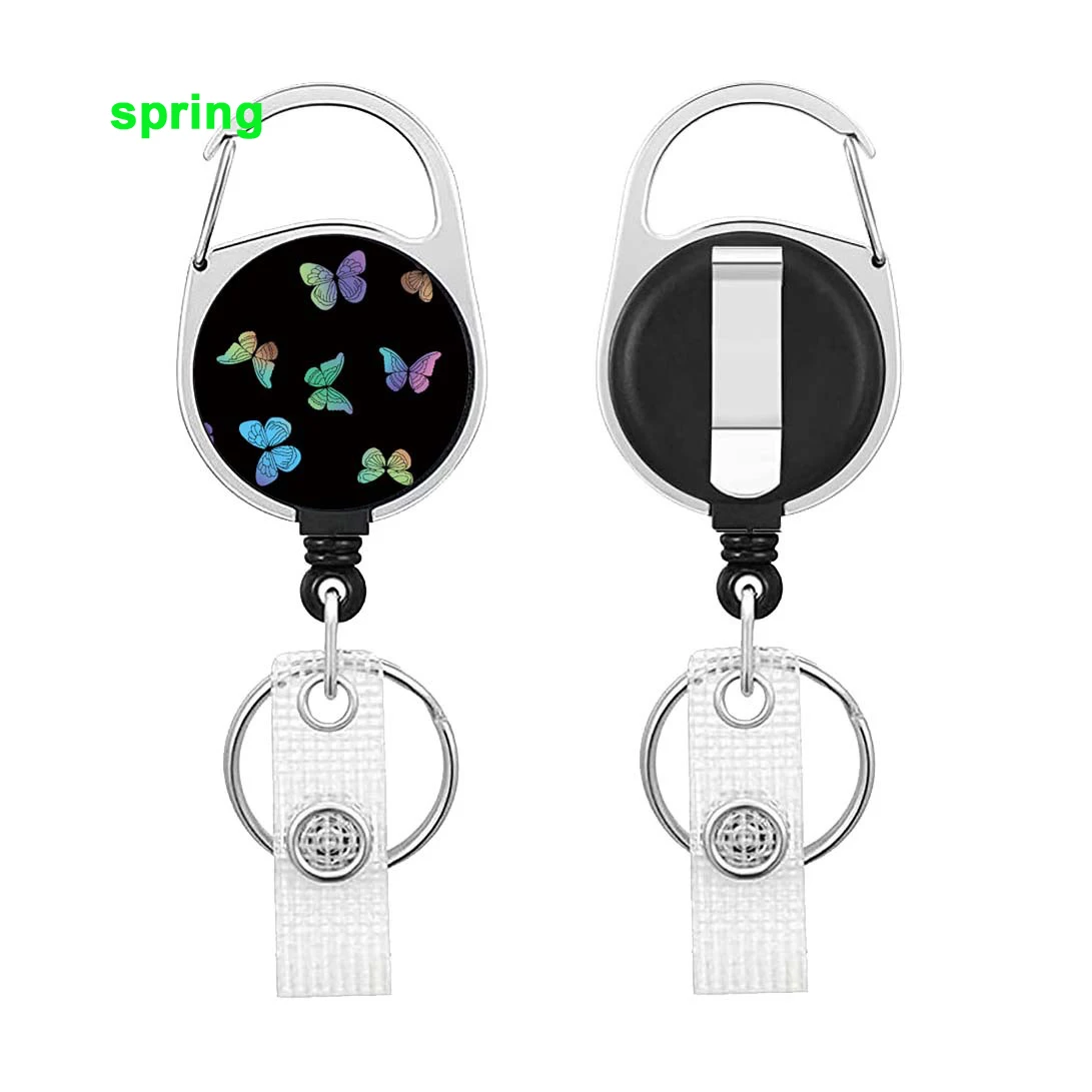 Custom Retractable Clip ID Badge Pull Reel Holders Retractable ID Name Badge Reel  ID Card Holder School Teaching+Office+Home