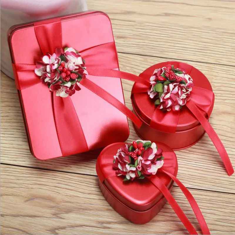 
2020 Custom Red Tinplate Boxes Valentines Giftboxes Wedding Party Candy Packing Valentines Day Decoration 5pcs/Set 