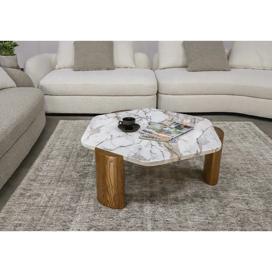 OEM ODM Factory Price Coffee Table Oak Wood Legs Luxury Modern Center Tables Marble Coffee Tables