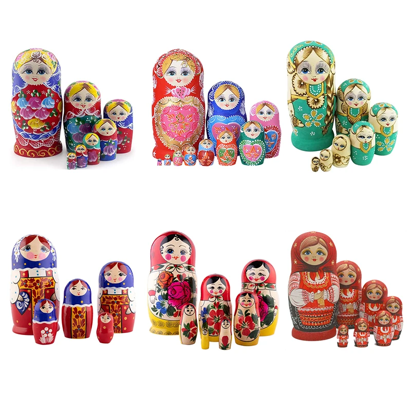 Custom Figure Wood Russian Nesting Dolls Matryoshka Dolls Hand Paint Souvenir Crafted Doll For Kid Gift Home Decoration
