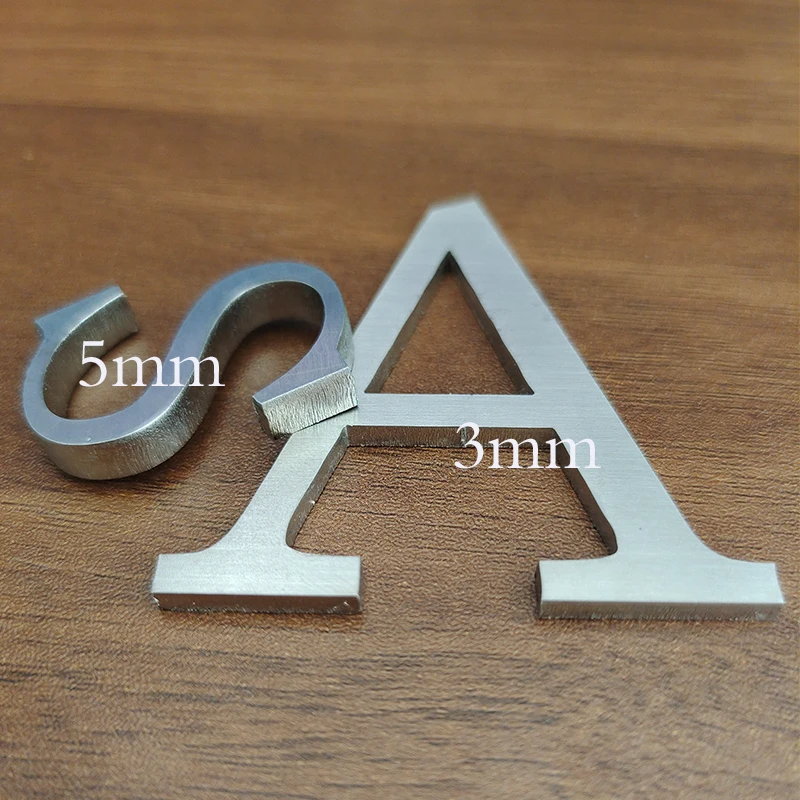 Customized 2358mm fine stainless steel solid word metal small word background wall antique brushed titanium gold sign word