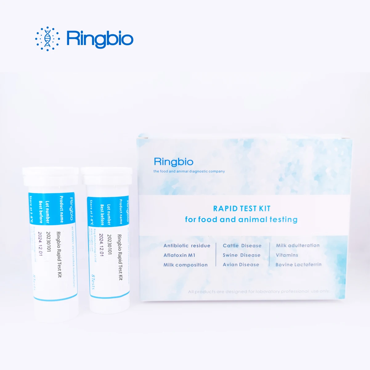Ringbio Milkbeta-лактамы, тетрациклины, сульфаниламиды и Хинолоны 4 в 1 Набор для быстрого тестирования остатков молочного препарата BTSQ QuaTest