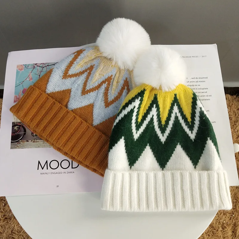 100% акриловая шапка с помпоном, вязаная Лыжная шапка, теплая зимняя шапка с манжетами в виде черепа