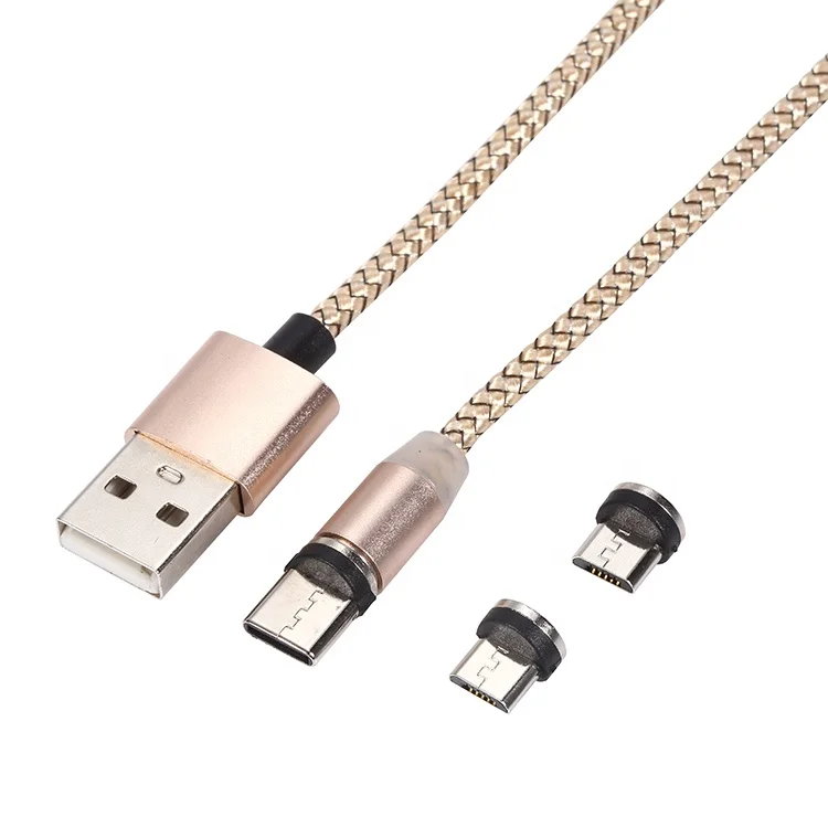 Высококачественный нейлоновый Плетеный Магнитный usb-кабель для быстрой зарядки 3 в 1