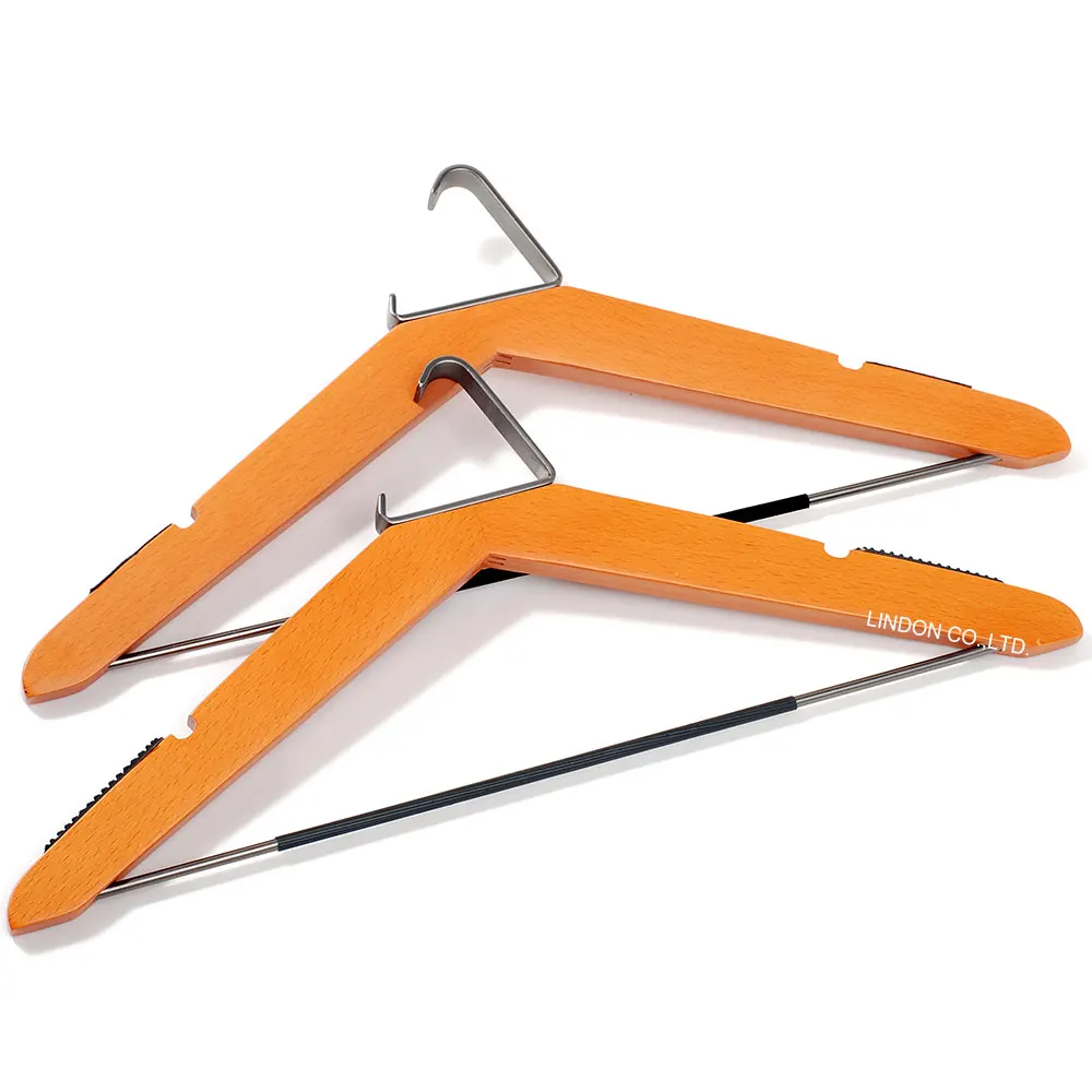 LINDON Fashionable Hanger Matt Cherry Anti-Slip Wooden Garment Suit Hangers for Shop Boutique Hotel