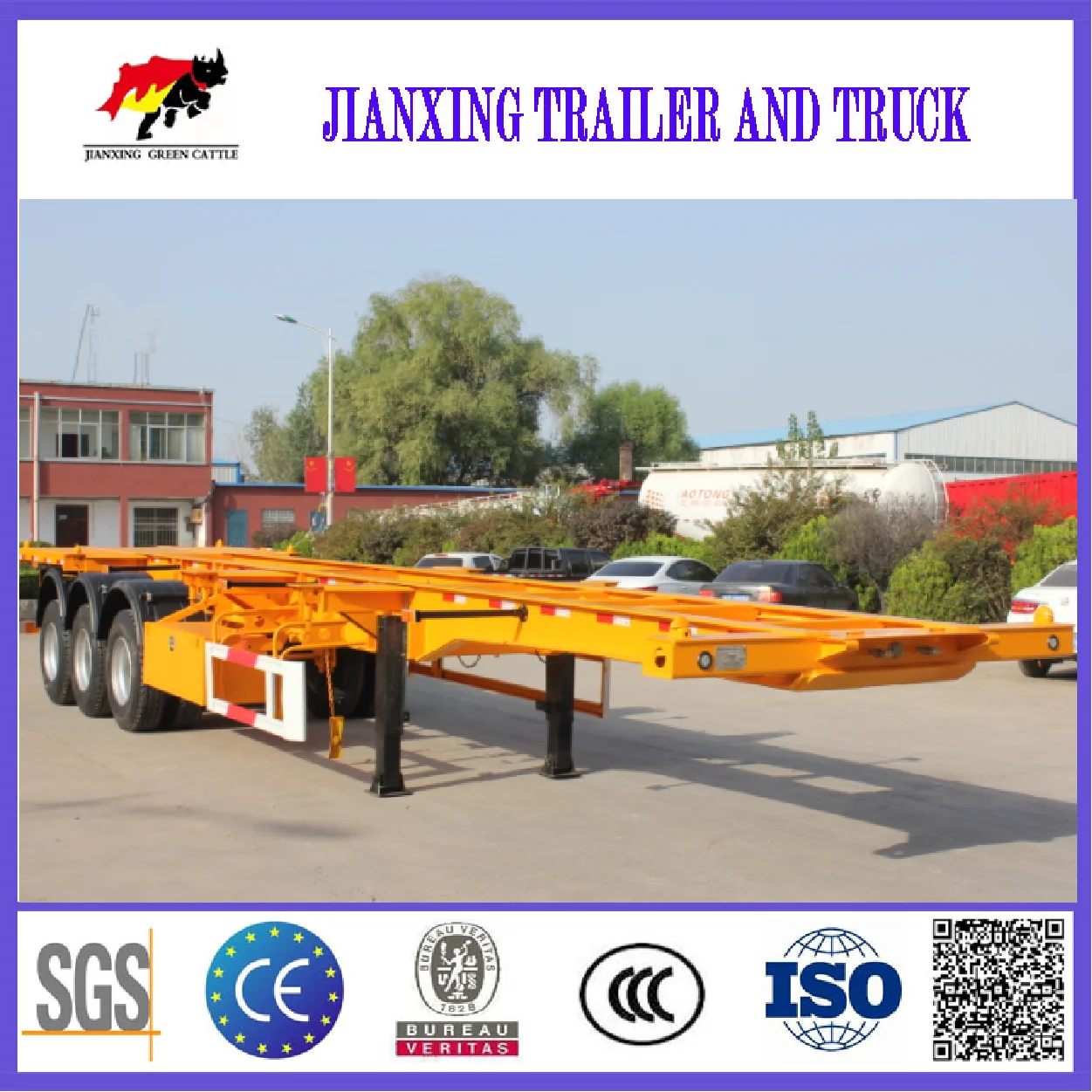 new Factory Price 3 Axles 40FT port skeleton semi trailer/40/53 ft expandable container skeleton trailers