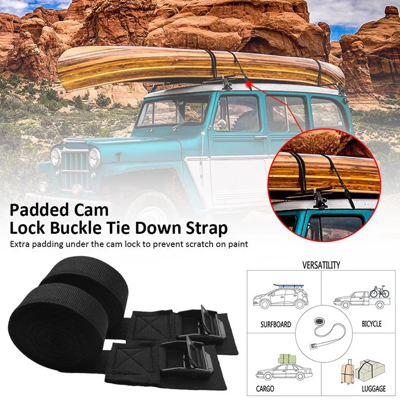 NEW 1 pair Surfing Board Kayak/Canoe Car Strap Canoe Quick Release Outdoor Cam Luggage Rack Scratch-free Nylon Tie Down