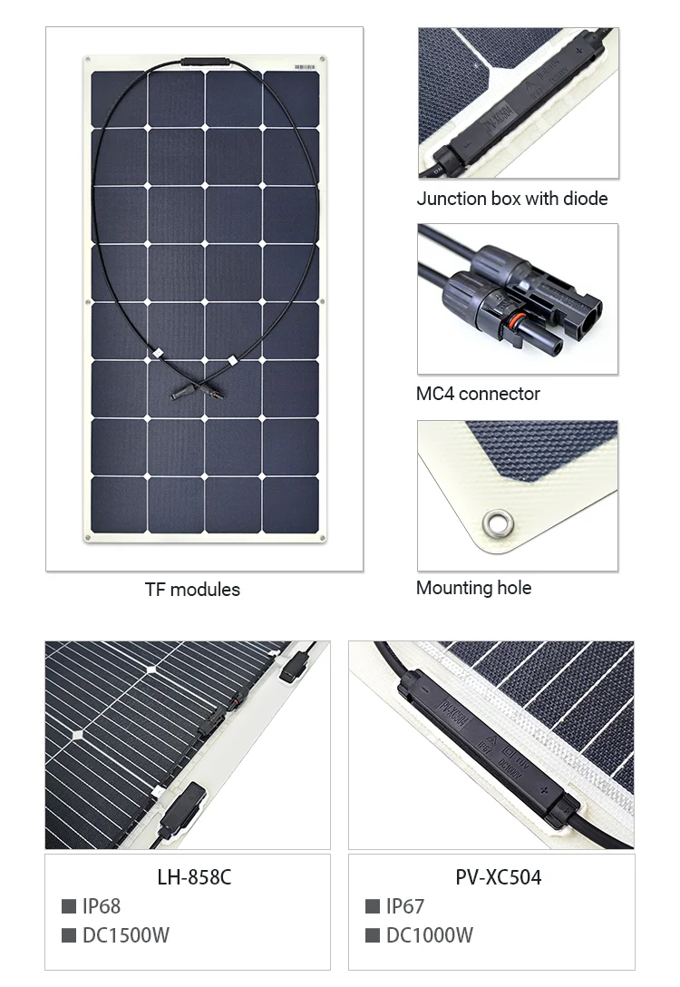 5 Year Warranty Lightweight And Thin Sheet Glass-free Solar Cell Sunpower 55W 80W 110W 120W 140W 160W Flexible