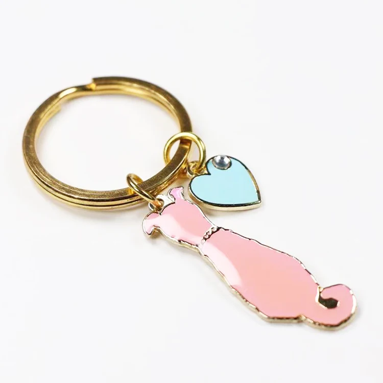 Wholesale Custom Shape Floating Cute Couple Love  Metal Keychain love couple keychain