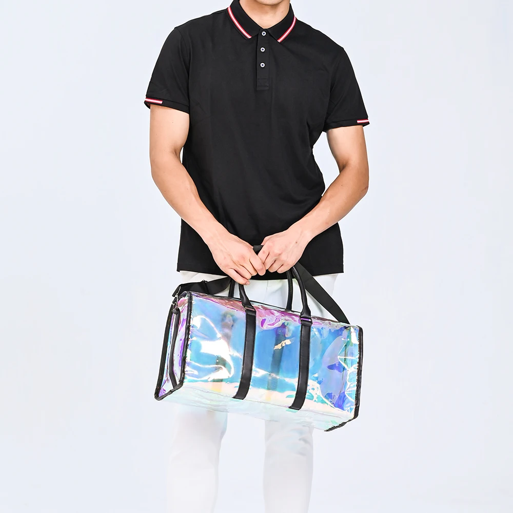 Luxury fashion handbag Luggage bag Waterproof thick Pvc transparent three-dimensional holographic travel sports bag Fitness bag