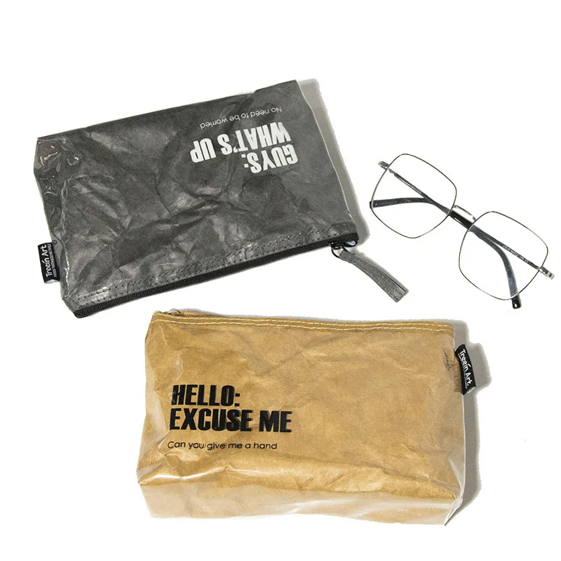 Portable Waterproof Paper Wash Storage Small Handbag Travel Make Up Pouch Custom Women Dupont Tyvek Kraft Cosmetic Bag