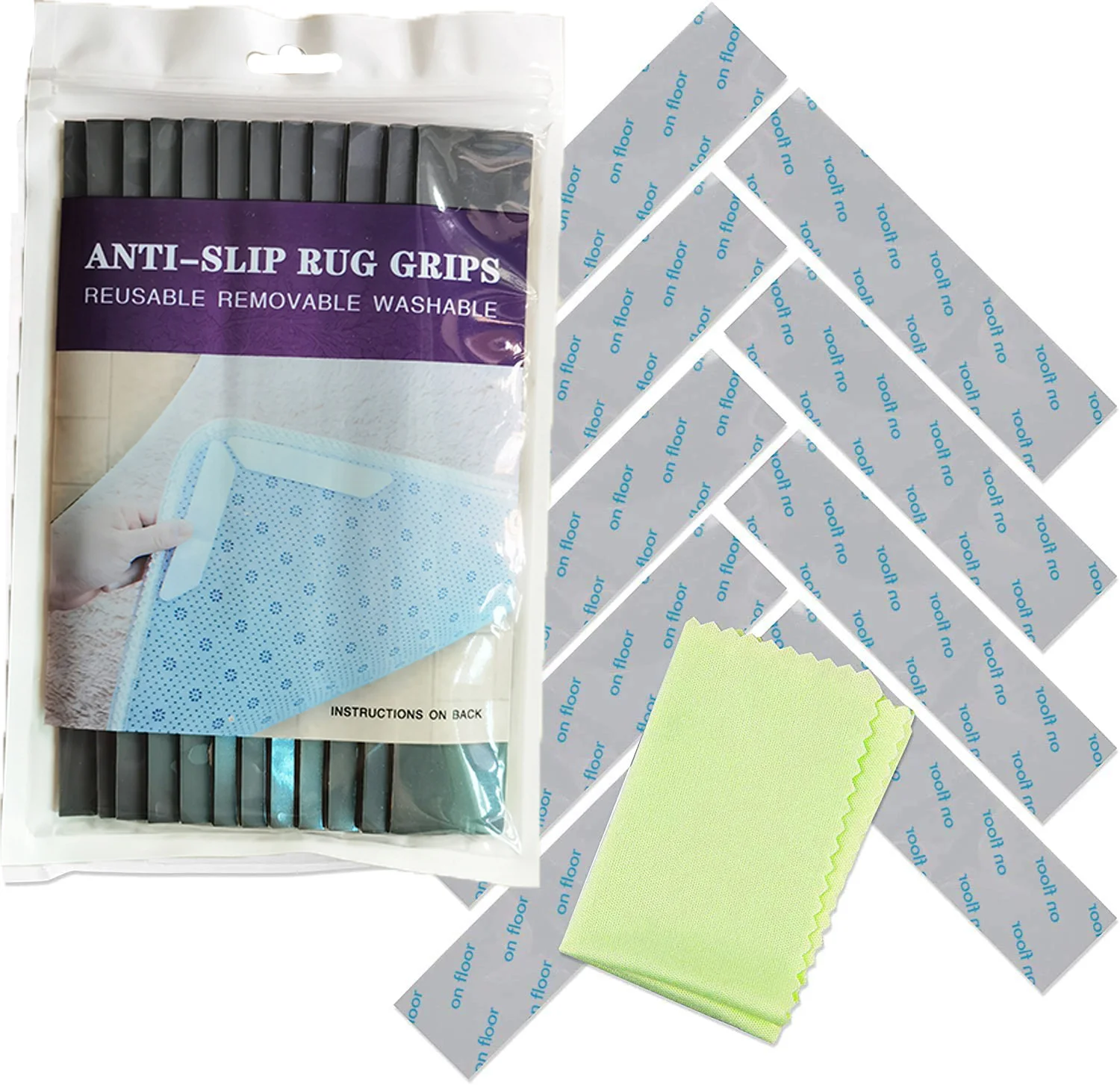 8pcs rug gripper strips antislip sticky carpet tape for the floor under area rugs
