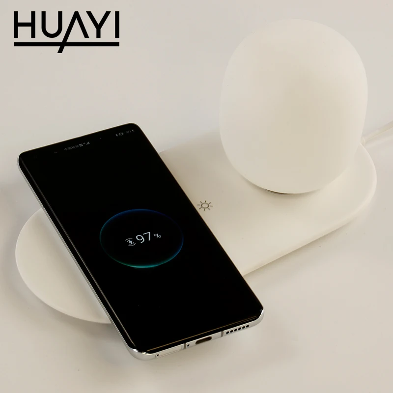  HUAYI оптовая продажа спальня мобильного телефона Беспроводная зарядная панель с регулируемой яркостью Светодиодная настольная
