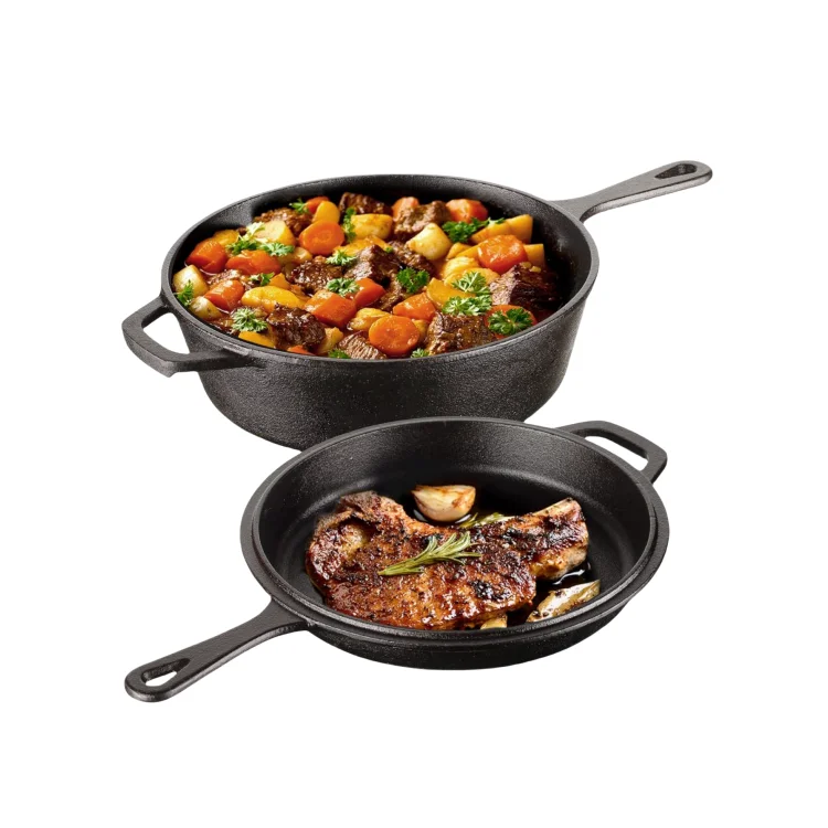 2023 Hot Sale Cast Iron Outdoor Cookware Cooking Pot Dutch Oven Combo Cooker Cast Iron Frying Pan With Long Handle