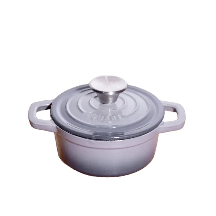 16/19/22CM Cast Iron Mini Dutch Oven Mini Casserole with Lid, Round Mini Cocotte with Two Cast Iron Handles