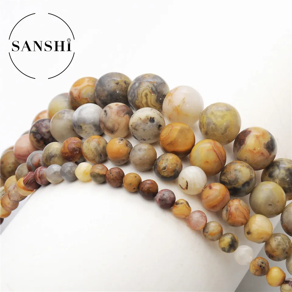 Wholesale 4mm 6mm 8mm 10mm Natural Round Crazy Lace Agate Loose Gemstone Beads For Diy Jewelry Making