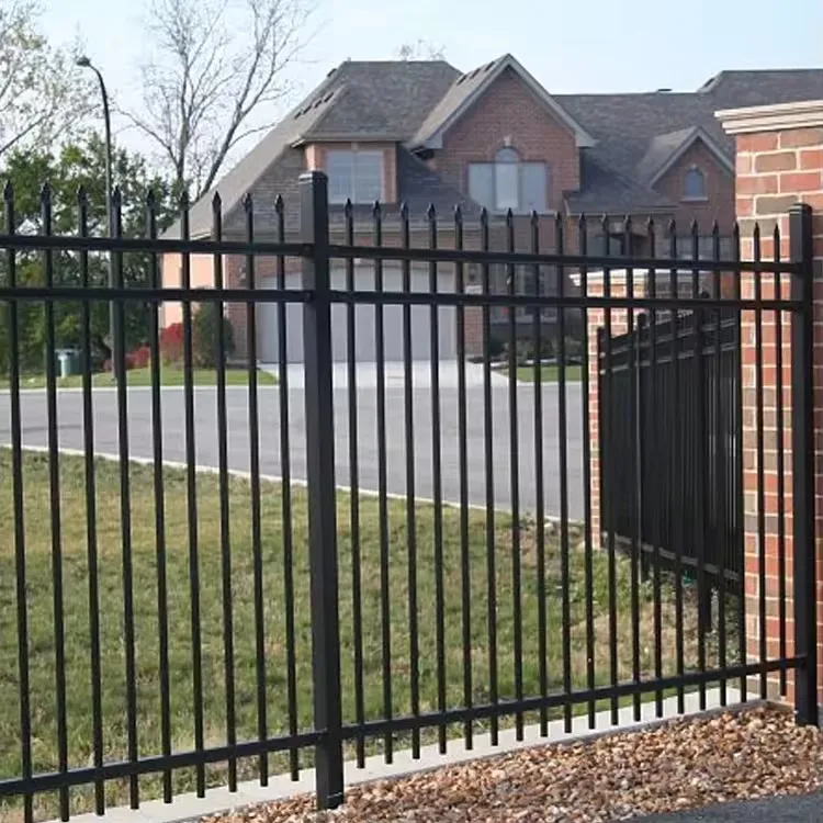Hot-selling heavy duty prefab residential steel picket fence black metal garden border fence