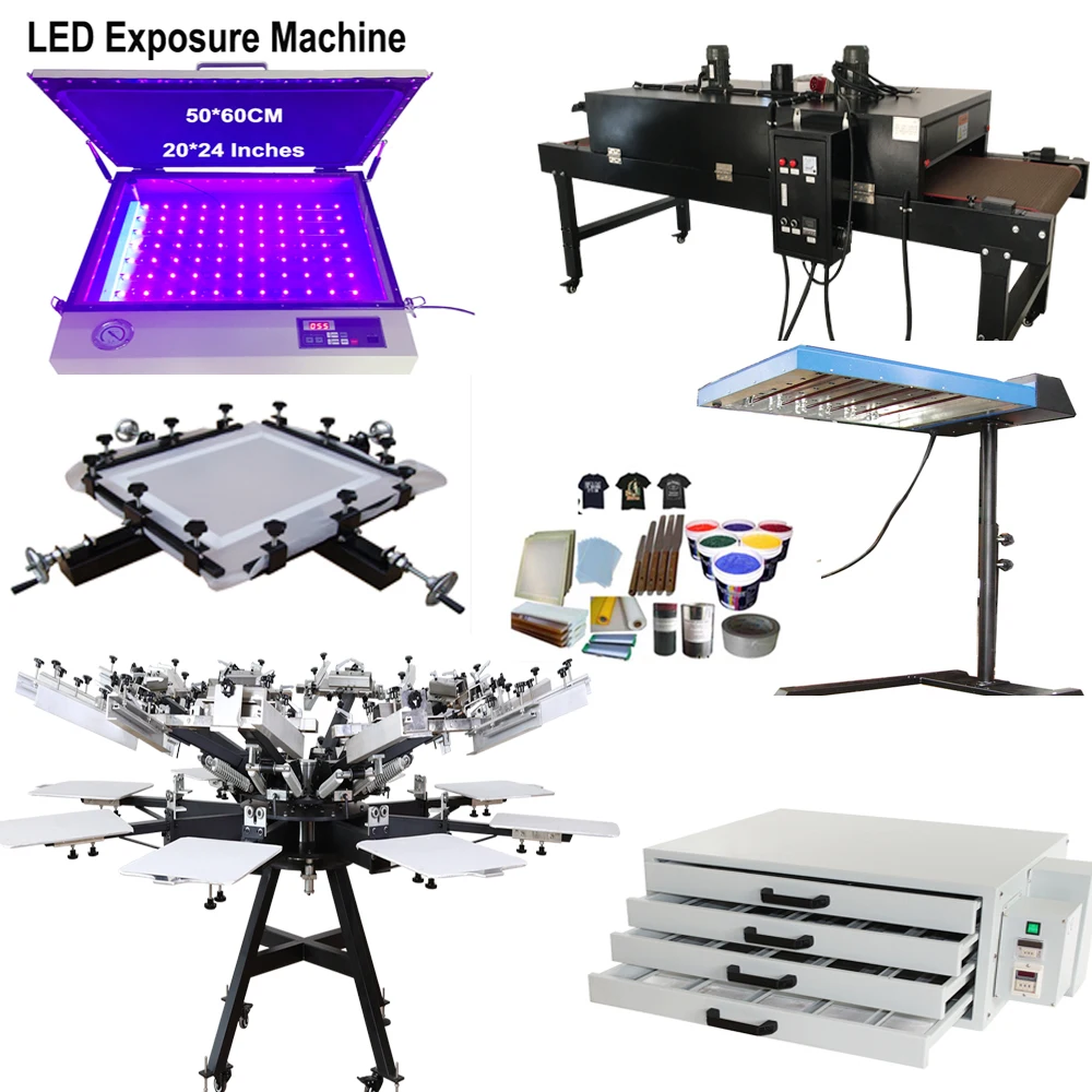 8 color manual high precision screen printing machine with t-shirt conveyor oven