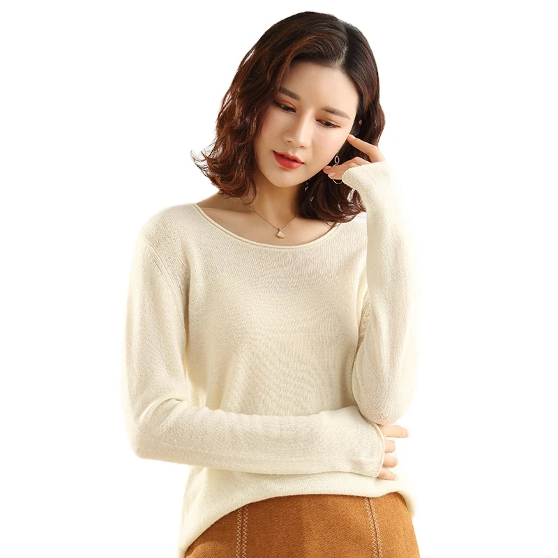 
Sales Promotion New Autumn and Winter Warm Women slim round neck Knitted 100% Cashmere Sweater 