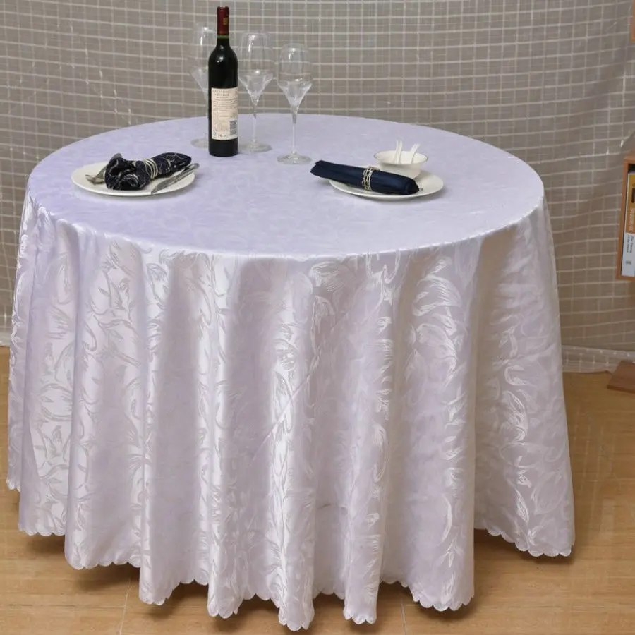 Hotel round waterproof polyester table cover cloth dining  table mat disposable tablecloth oil-proof