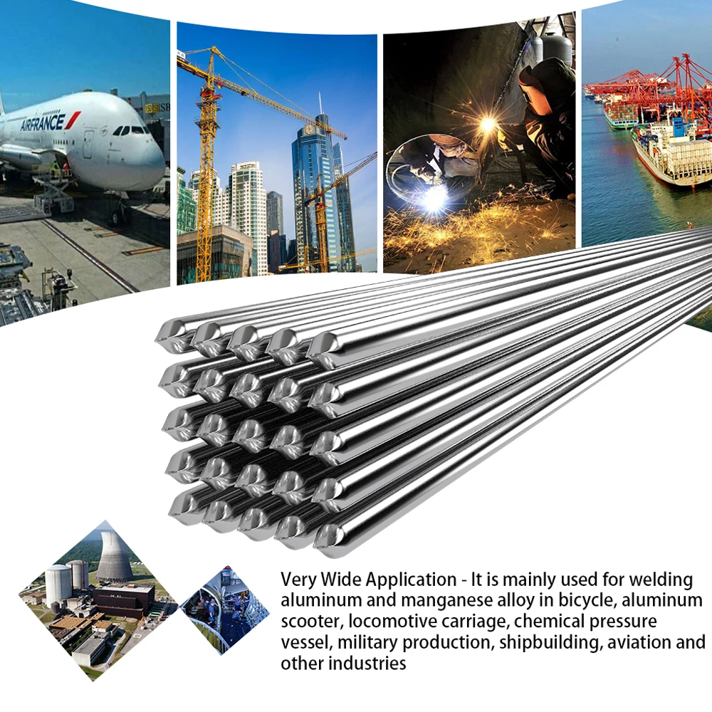 50PCS 2mm*500mm Aluminum Welding Rods Low Temperature Aluminum Welding Wire  Al Soldering Rod No Need Solder Powder
