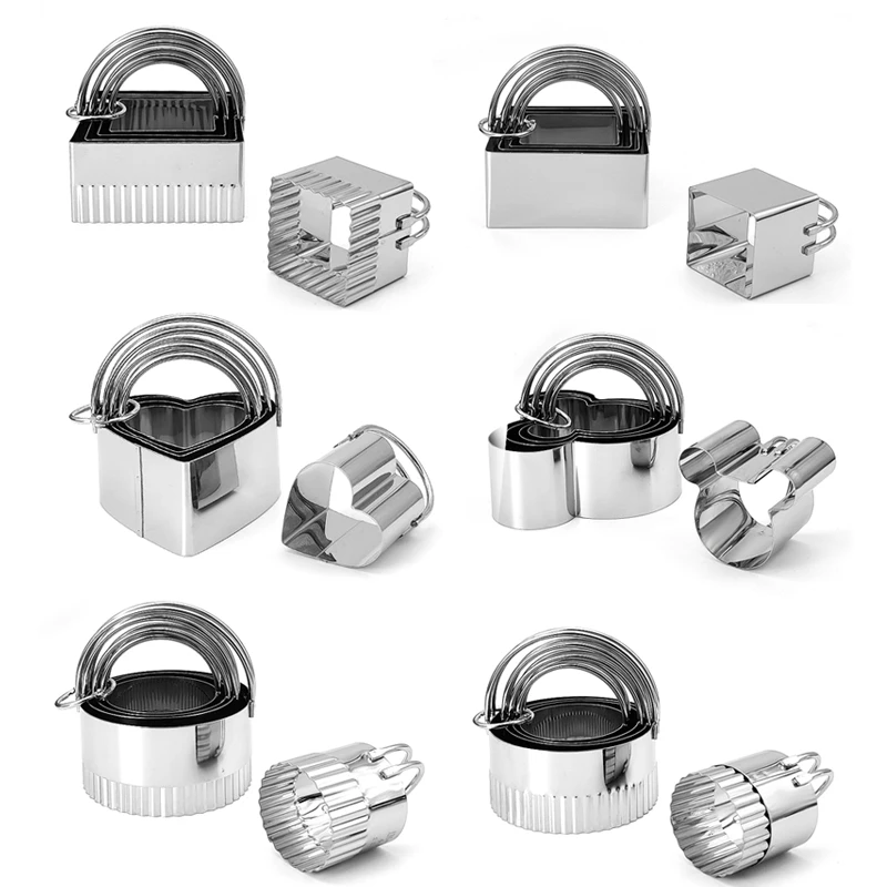 Baking Dough Cutter Mould Different Shape With Handle Stainless Steel Cookie Cutter Set Biscuit Pastry Cake Tools