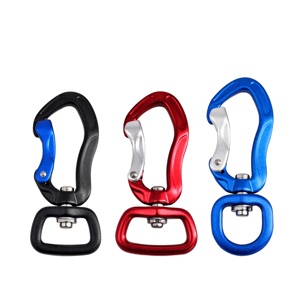 Aviation Aluminium Clip And Hook Parachuting Engrave Personalized Logo Colorful Swivel Carabiner