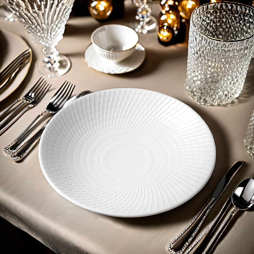 High Quality Emboss Ceramic Dinner Plate Modern Design Restaurant Porcelain Plates&Dishes PC Material Home Food Wholesale Price