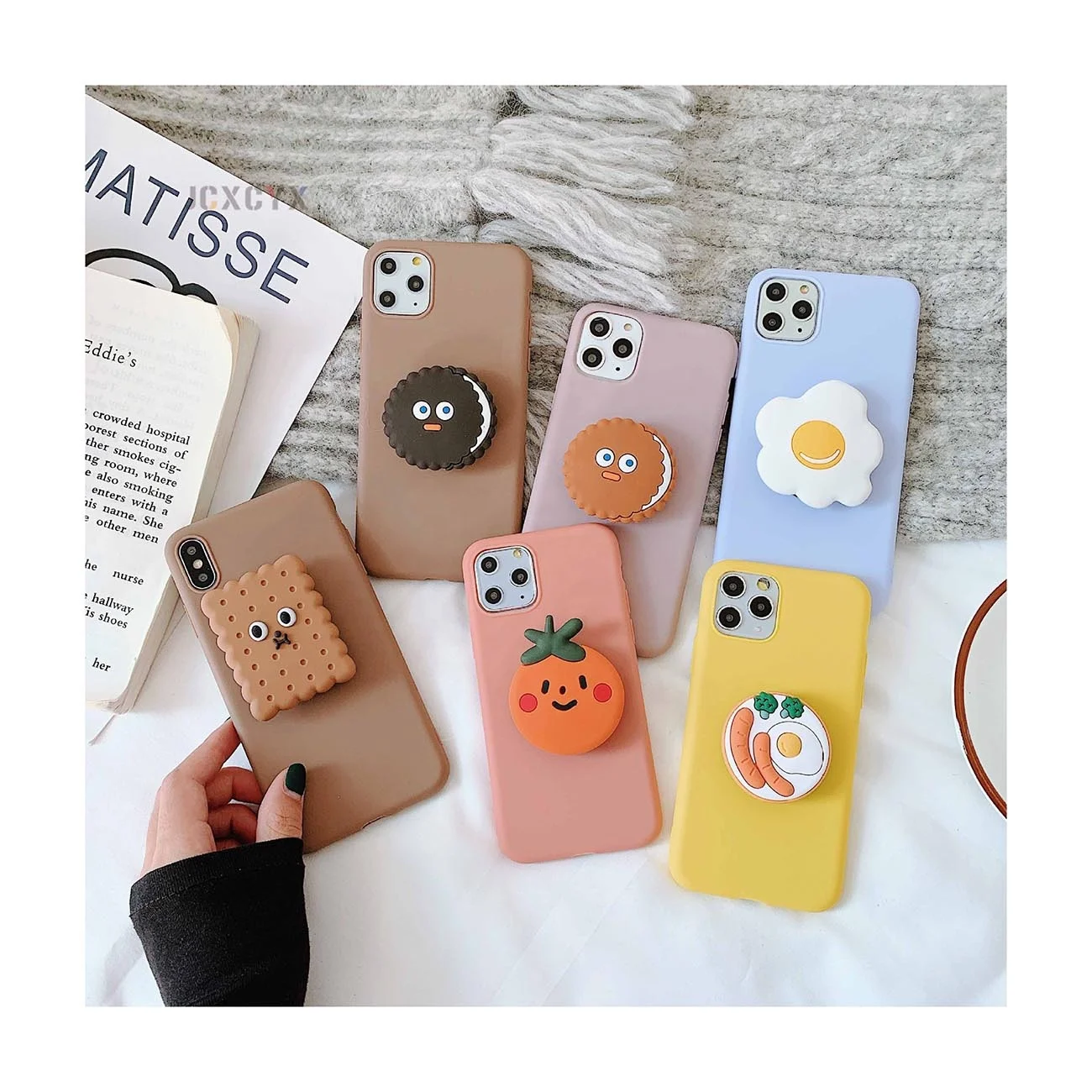 Funny 3D Phone Cases for iphone 11 12 pro max xr xs max Cartoon Cute Mobile Phone Cover with Holder