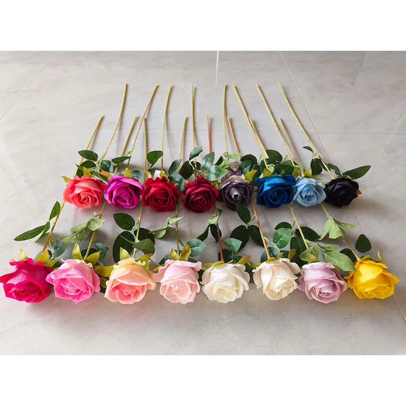 YIWAN wholesale Real Touch silk small velvet rose little roses Red Artificial Flowers for Home decoration centerpiece flower