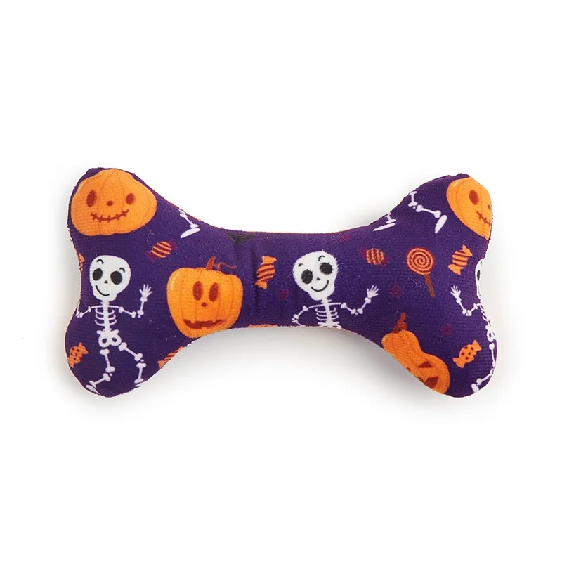 2024 New 8pcs One Pack Hot Sale Pet Halloween Birthday Party Sounding Plush Bone Shaped Dog Toys
