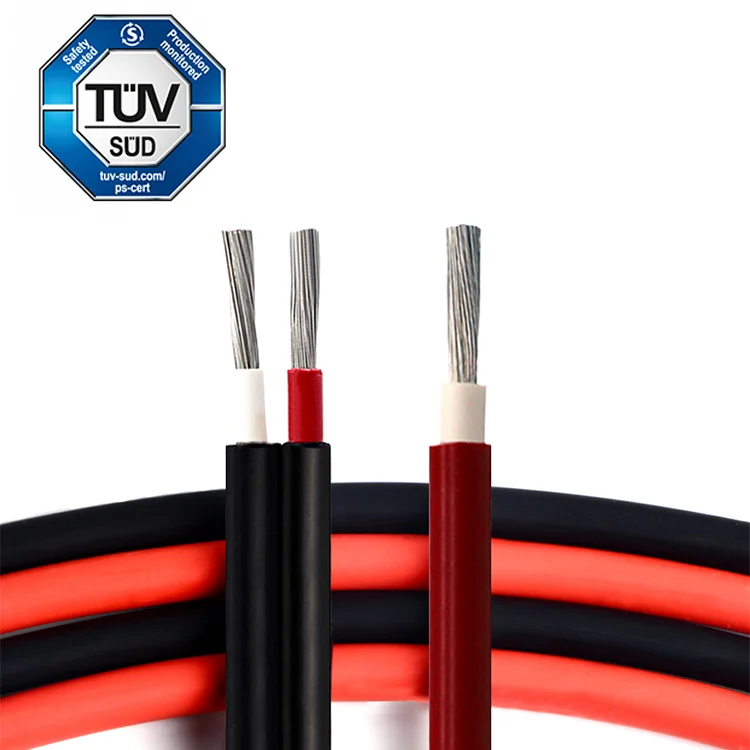 TUV Approval Red Black Battery DC 4MM2 6MM2 10MM2 16MM2 PV Solar Power Cable Wire for Solar Panel