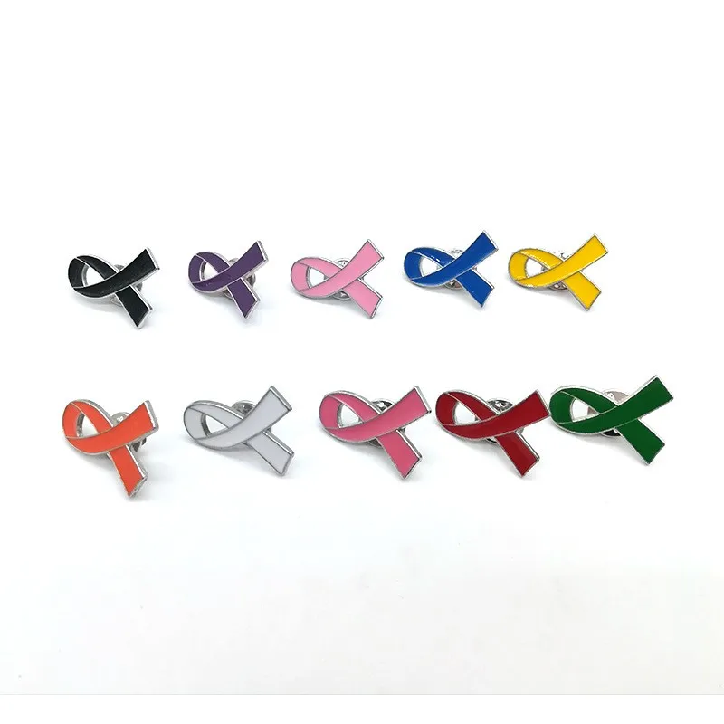 Dropshipping Enamel Yellow Gold Ribbon Pin Childhood Bone Cancer Awareness Brooch Pin Hope Pray Safety Badge Brooches Lapel Pin