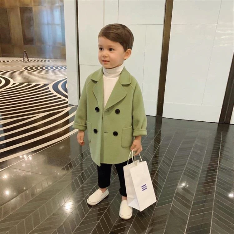 High quality boutique kids clothing baby boy winter fleece warm woolen coat