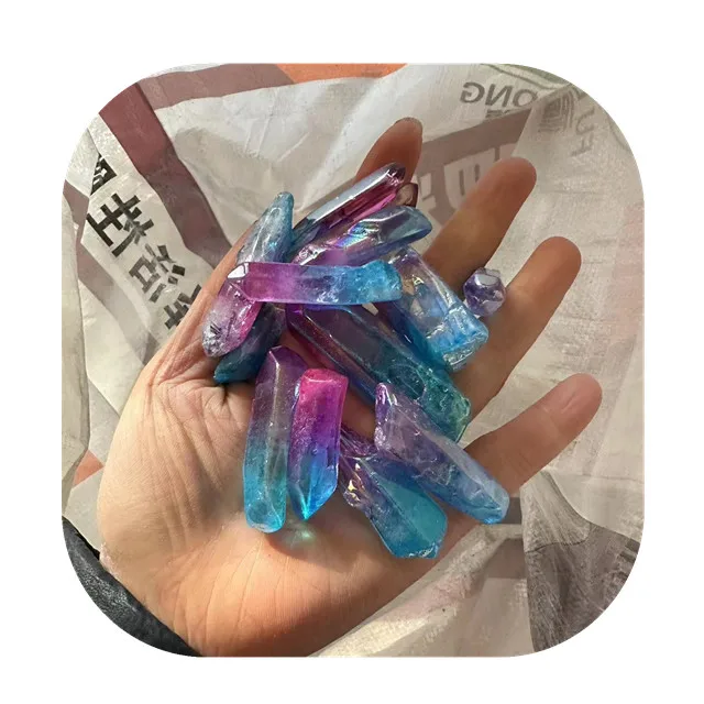 crystal spiritual decor stone healing gemstone natur pink aqua blue aura quartz lemurian seed crystal point specimens for gift