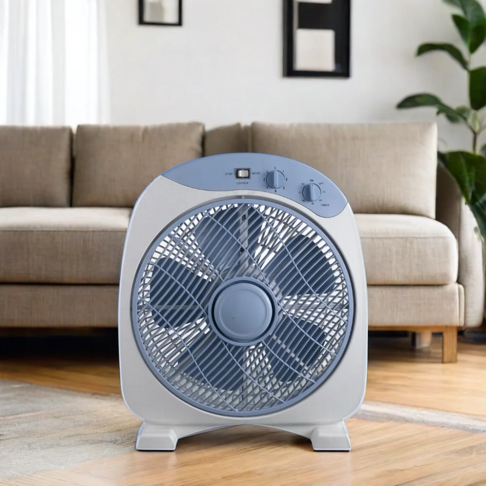12 Inch 3 Speed 5 Blades 2-Hours Timer High Quality Air Circulating Electric Table Box Fan For Air Cooler
