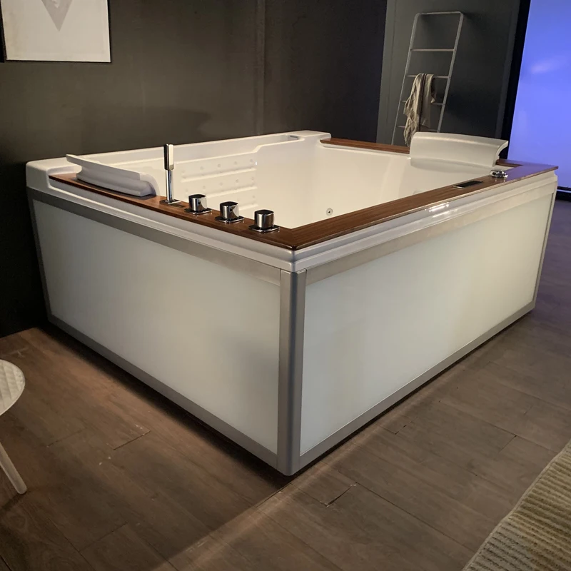new style double persons white glass computer control jets surf bath tub